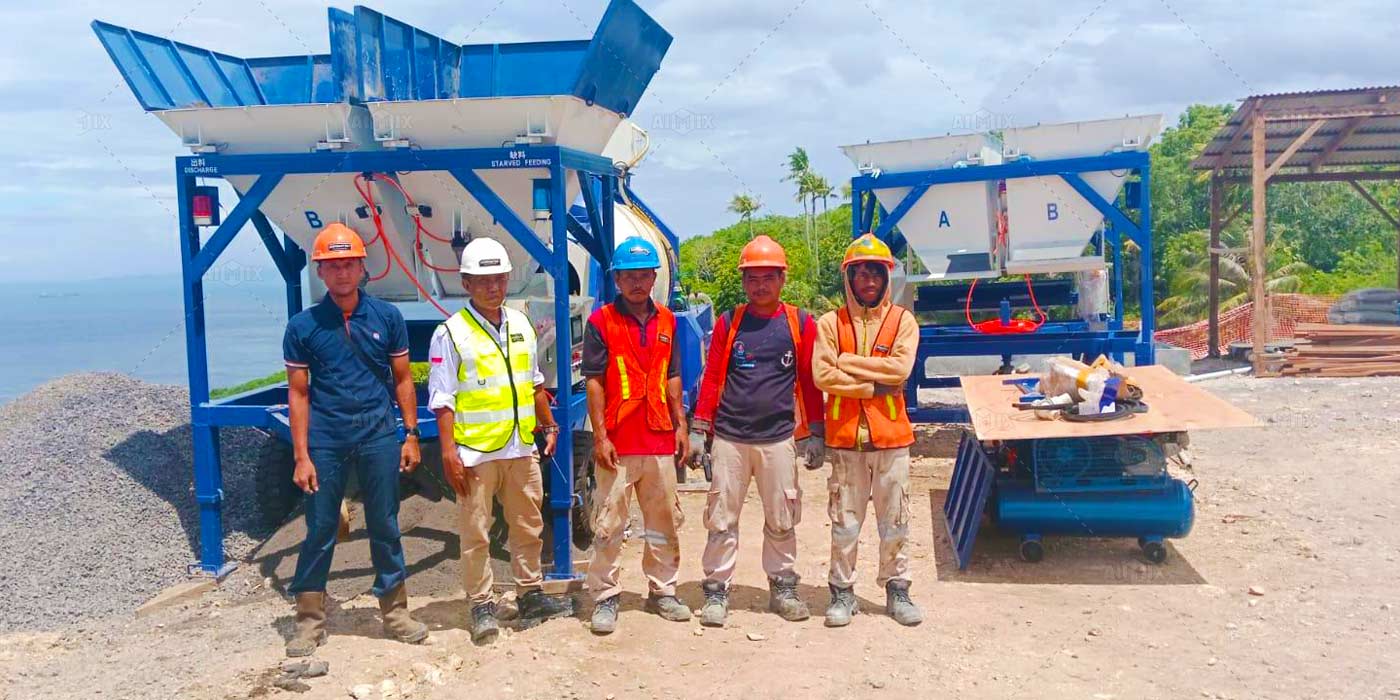 ABJZ40C small concrete mixer with pump for seaside construction