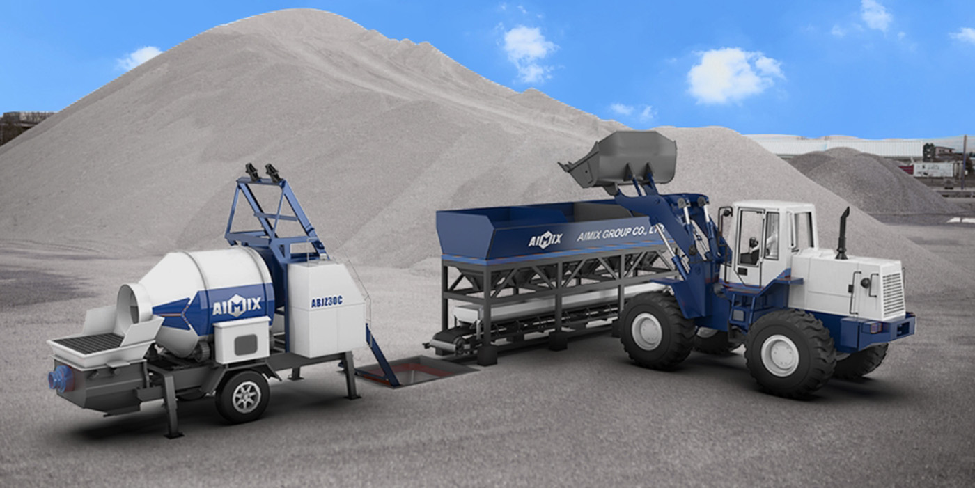 concrete solutions for 30 m3 hour diesel concrete mixer pump and batching machine and wheel loader
